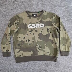 G Star Raw Sweatshirt Mens XXL Green Ferru Camo GSRD Graphic Crewneck
